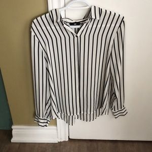white black striped dress shirt